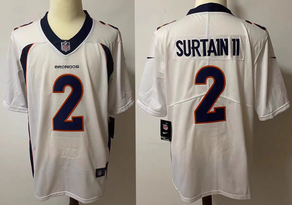 Men's Denver Broncos Patrick Surtain II #2 White Player Game Jersey