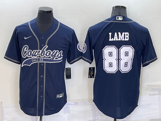Men's Dallas Cowboys CeeDee Lamb #88 Navy Game Jersey1 Joint Edition