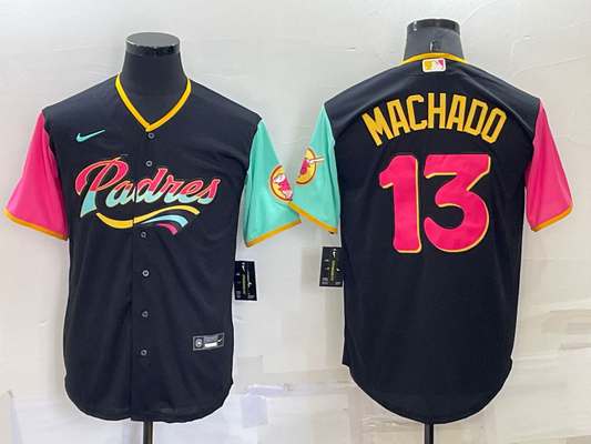 Men's San Diego Padres Manny Machado #13 Black City Connect Replica Player Jersey1