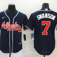 Men's Atlanta Braves Dansby Swanson #7 Navy Replica Player Jersey1