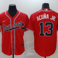 New Men's Atlanta Braves Ronald Acuna Jr. #13 Jersey1 Red