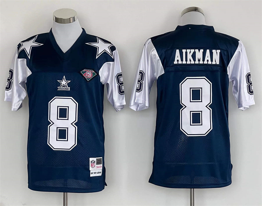 Troy Aikman Dallas Cowboys Mitchell Ness Navy Legacy Replica Player Jersey - JerseysFreak