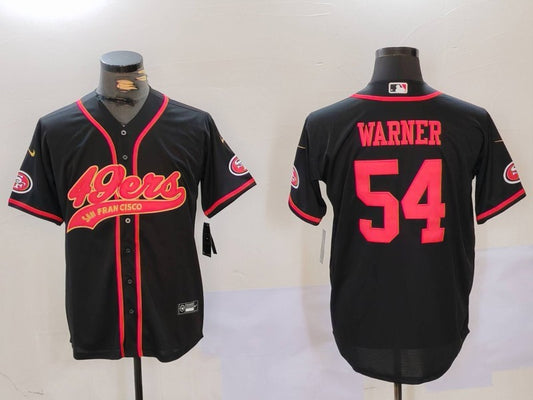 Men's San Francisco 49ers Fred Warner #54 Black Player Jersey1