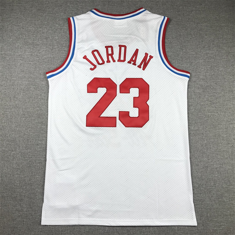 Men's 91 All Star Chicago Bulls Michael Jordan White Hardwood Classics Swingman Jersey1