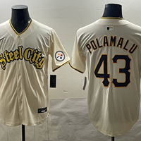 Men's Pittsburgh Steelers Troy Polamalu #43 Cream Team Game Jersey