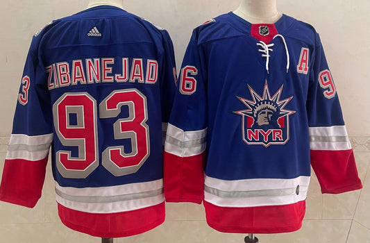 Men's New York Rangers Mika Zibanejad #93 Blue Player Game Jersey1