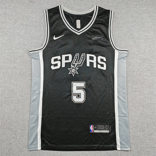 Men's San Antonio Spurs Stephon Castle #5 Black Swingman Jersey - Icon Edition