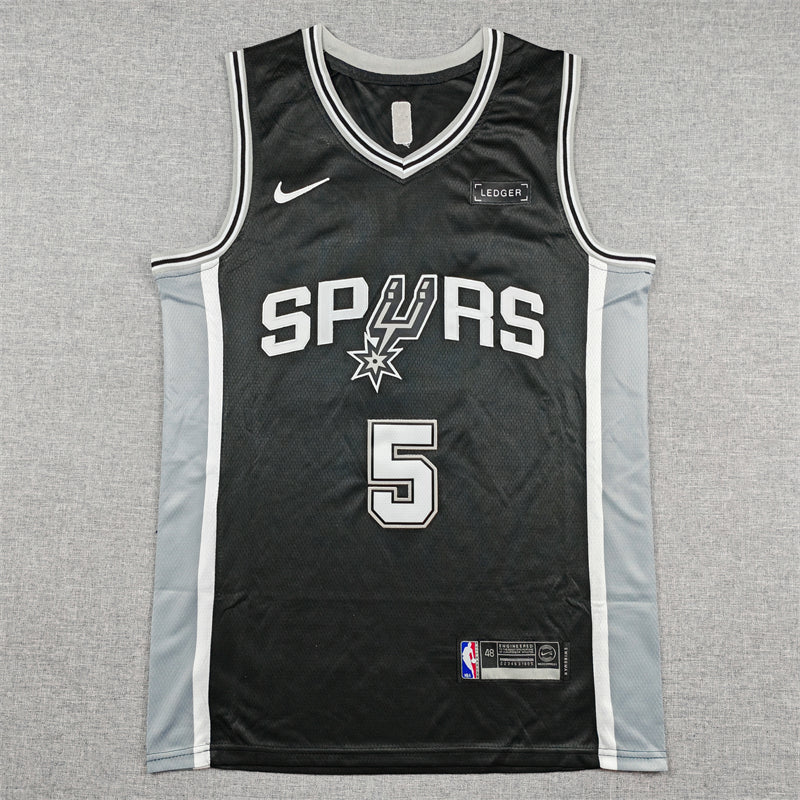 Men's San Antonio Spurs Stephon Castle #5 Black Swingman Jersey - Icon Edition