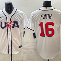 Men's USA Baseball Will Smith #16 White 2026 World Baseball Classic Stadium Jersey