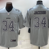 Men's Las Vegas Raiders Bo Jackson #34 Gray Atmosphere Fashion Game Jersey1