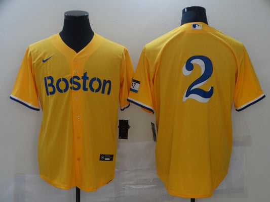 Men's Boston Red Sox Xander Boegarts #2 Gold City Connect Replica Player Jersey1