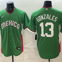Men's Mexico Baseball Nick Gonzales #13 Green 2026 World Baseball Classic Stadium Jersey