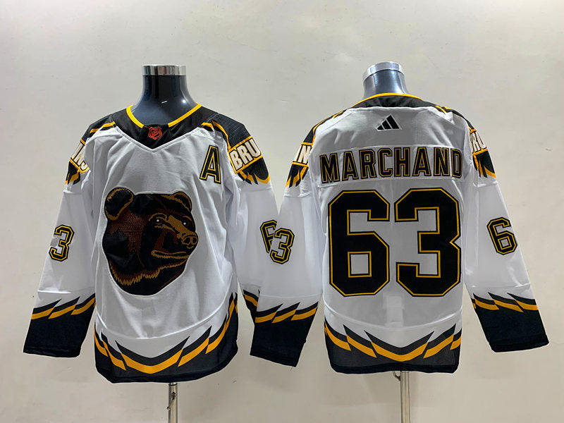 Men's Boston Bruins Brad Marchand #63 White Player Game Jersey1