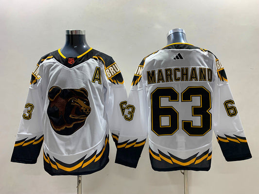 Men's Boston Bruins Brad Marchand #63 White Player Game Jersey1