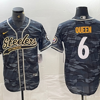 Men's Pittsburgh Steelers Patrick Queen #6 Grey Camouflage Player Jersey1 Joint Edition