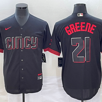 Men's Cincinnati Reds Hunter Greene #21 Black 2023 City Connect Replica Player Jersey1