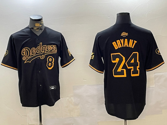 Men's Los Angeles Lakers Kobe Bryant #8-24 Black Replica Player Jersey