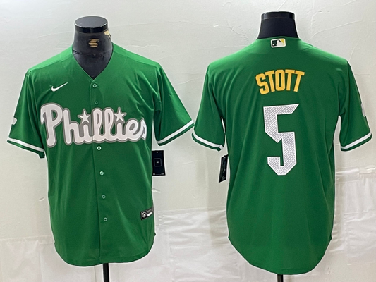 Men's Philadelphia Phillies Bryson Stott #5 Green Replica Player Jersey1