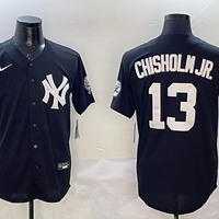 Men's New York Yankees Jazz Chisholm Jr. #13 Black Replica Player Jersey1