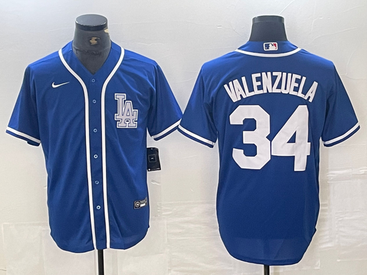 Men's Los Angeles Dodgers Fernando Valenzuela #34 Blue Limited Player Jersey1