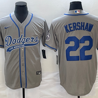 Men's Los Angeles Dodgers Clayton Kershaw #22 Gray Player Jersey1 Joint Edition