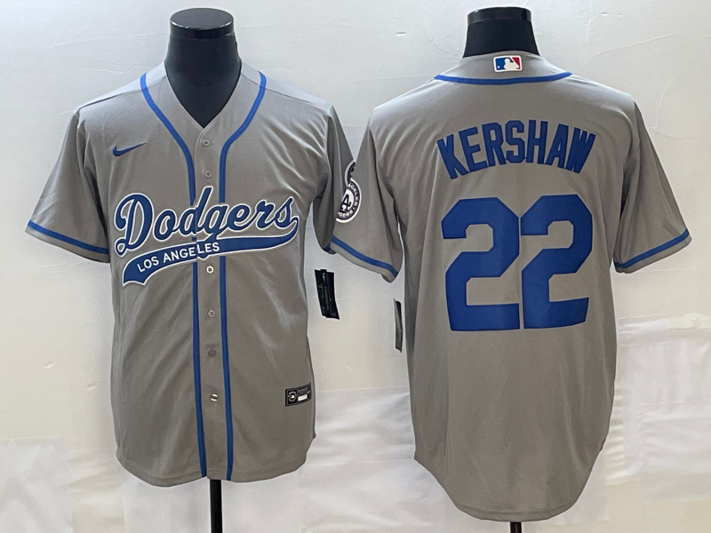 Men's Los Angeles Dodgers Clayton Kershaw #22 Gray Player Jersey1 Joint Edition