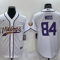Men's Minnesota Vikings Randy Moss #84 White Game Jersey1 Joint Edition