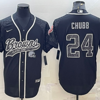 Men's Cleveland Browns Nick Chubb #24 Black RFLCTV Limited Jersey1 Joint Edition