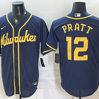 Men's Milwaukee Brewers Cooper Pratt #12 Navy Limited Player Jersey