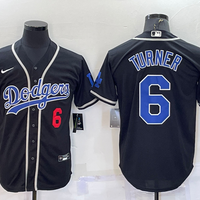 Men's Los Angeles Dodgers Trea Turner #6 Black Fashion Stitched Jersey1