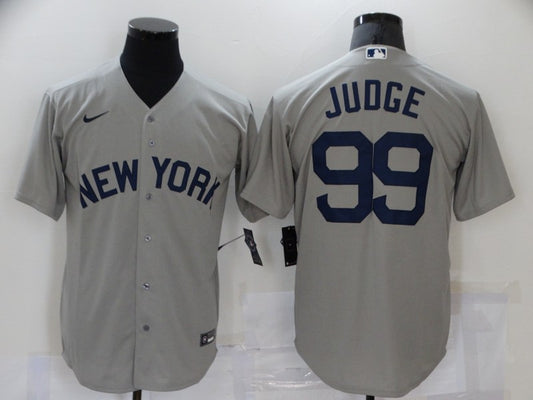 Men's New York Yankees Aaron Judge #99 Gray Replica Player Jersey1
