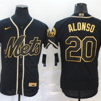 Men's New York Mets1 Pete Alonso #20 Black Stitched Jersey