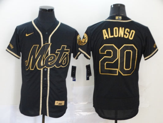 Men's New York Mets Pete Alonso #20 Black Stitched Jersey1