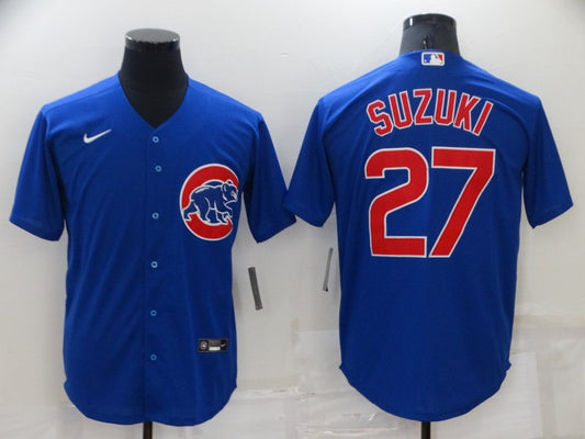 Men's Chicago Cubs Seiya Suzuki #27 Blue Replica Baseball Jersey1