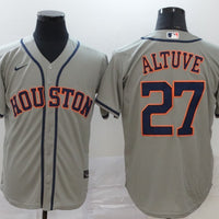 Men's Houston Astros Jose Altuve #27 Gray Replica Baseball Jersey1