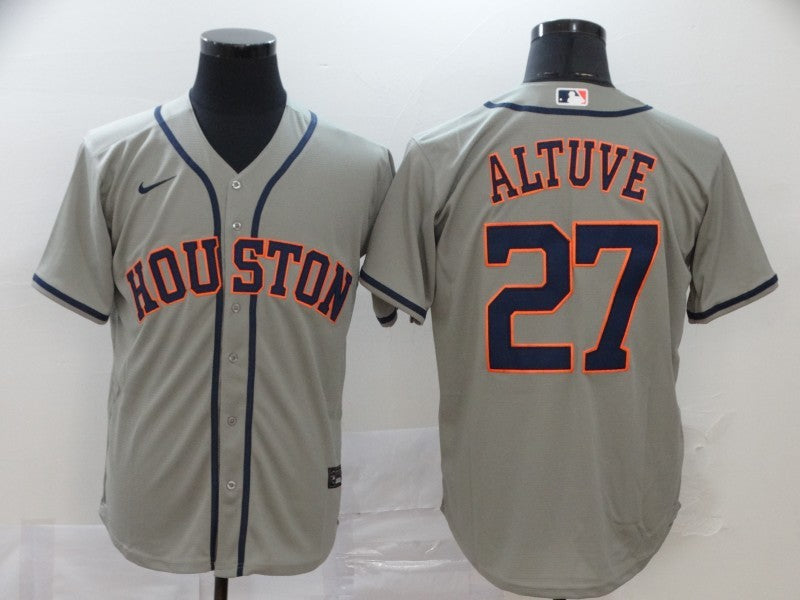 Men's Houston Astros Jose Altuve #27 Gray Replica Baseball Jersey1