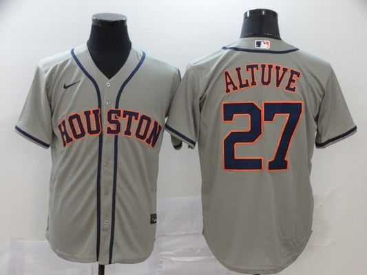 Men's Houston Astros Jose Altuve #27 Gray Replica Baseball Jersey1