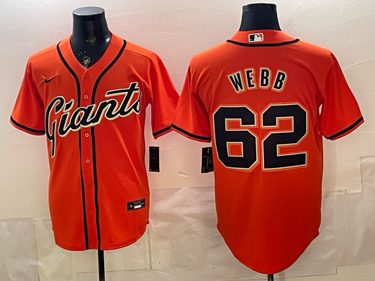 Men's San Francisco Giants Logan Webb #62 Orange Alternate Replica Jersey