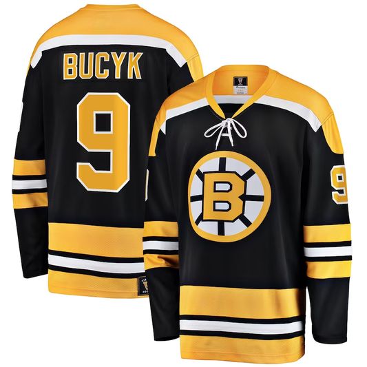 Men's Boston Bruins Johnny Bucyk #9 Black Replica Player Jersey1