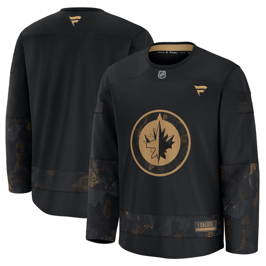 Men's Winnipeg Jets Fanatics Black 2024 Military Appreciation Practice Blank Jersey