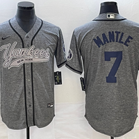 Men's New York Yankees Mickey Mantle #7 Gray Game Jersey1 Joint Edition