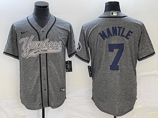 Men's New York Yankees Mickey Mantle #7 Gray Game Jersey1 Joint Edition
