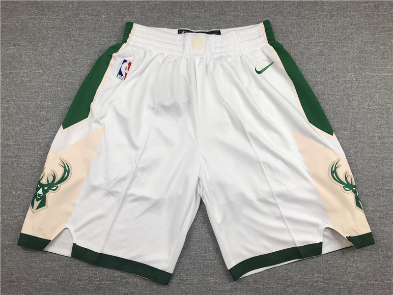 Men's Milwaukee Bucks White Basketball Shorts1