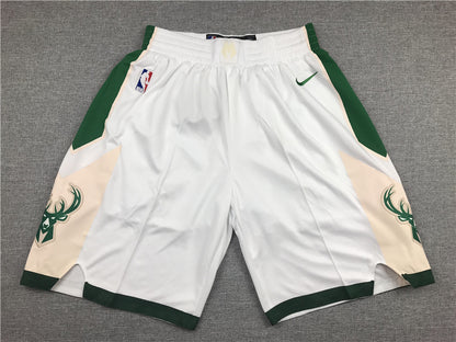 Men's Milwaukee Bucks White Basketball Shorts1