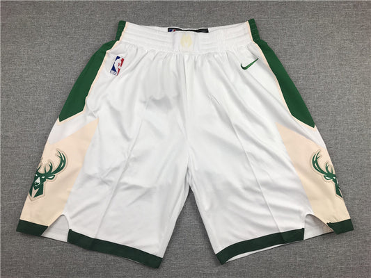 Men's Milwaukee Bucks White Basketball Shorts1