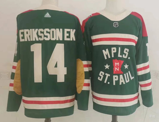 Men's Minnesota Wild Joel Eriksson Ek #14 Green Breakaway Player Jersey1