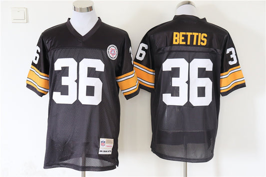 Men's Pittsburgh Steelers Jerome Bettis Mitchell & Ness Black Legacy Replica Jersey1