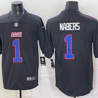Men's New York Giants Malik Nabers #1 Black Fashion Game Jersey