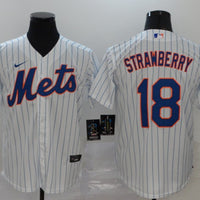 Men's New York Mets1 Darryl Strawberry #18 White Replica Baseball Jersey