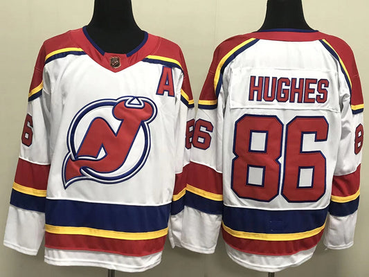 Men's New Jersey1 Devils Jack Hughes #86 White Player Game Jersey1